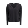 Women’s Black Long Sleeve T-Shirt – James Perse Deep V-Neck Cotton Tee SS26
