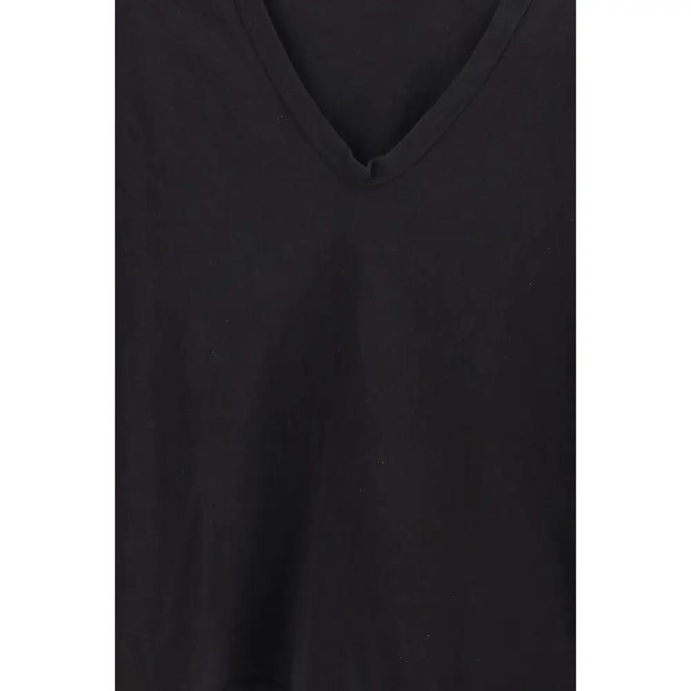 Women’s Black Long Sleeve T-Shirt – James Perse Deep V-Neck Cotton Tee SS26
