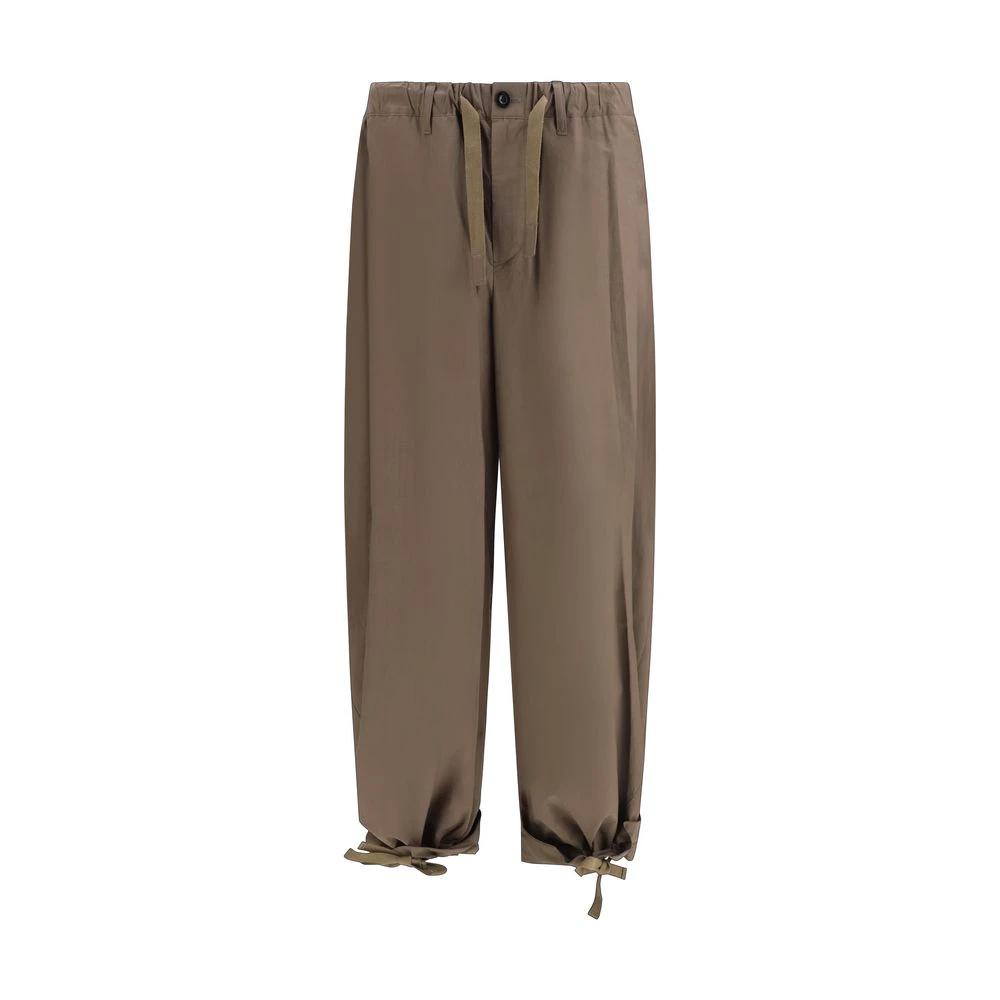 Pantalon décontracté en coton marron Sacai