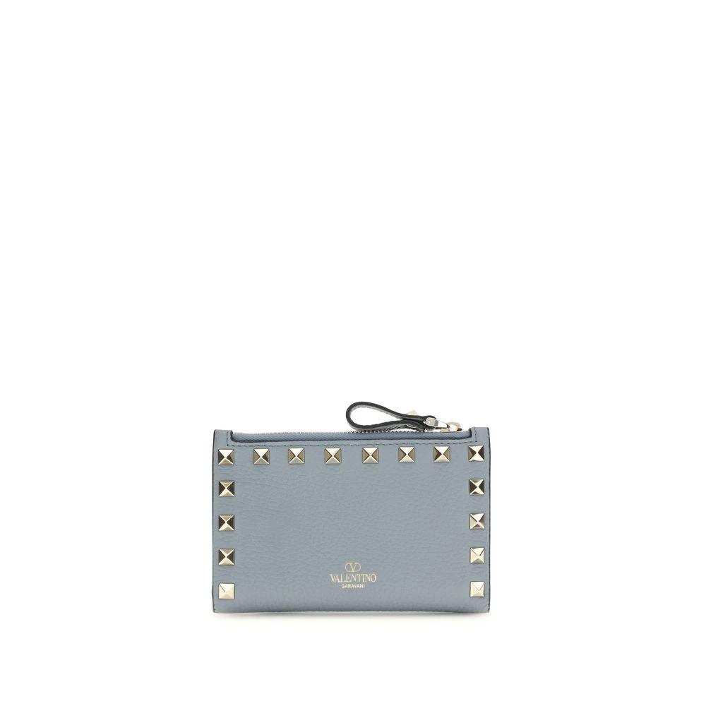 Portefeuille Valentino Garavani Bos Taurus en cuir de veau bleu