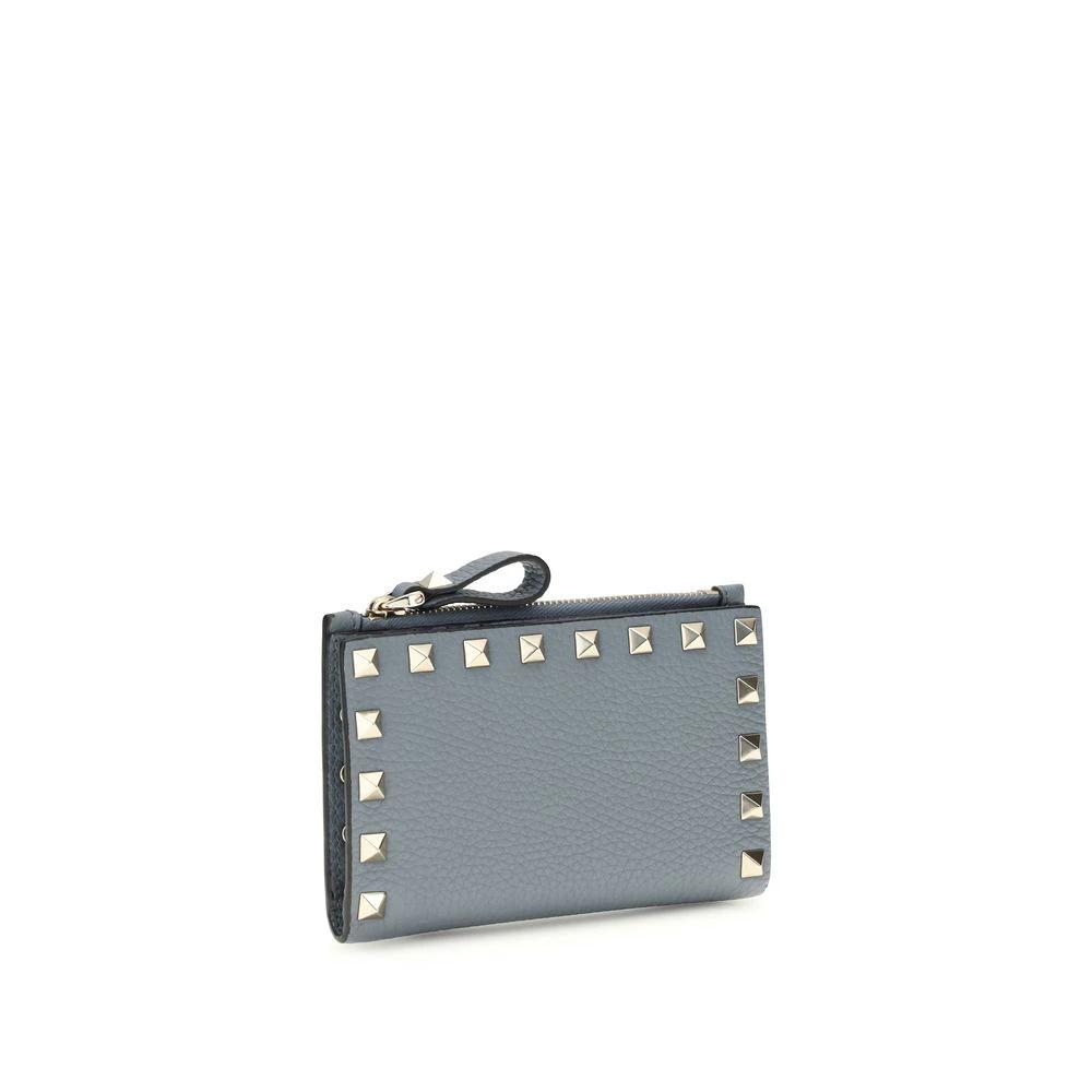 Portefeuille Valentino Garavani Bos Taurus en cuir de veau bleu
