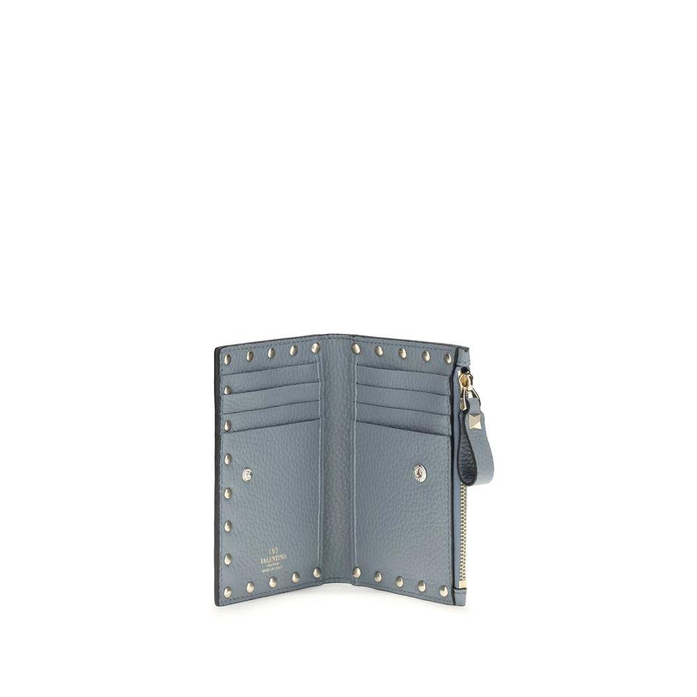 Portefeuille Valentino Garavani Bos Taurus en cuir de veau bleu