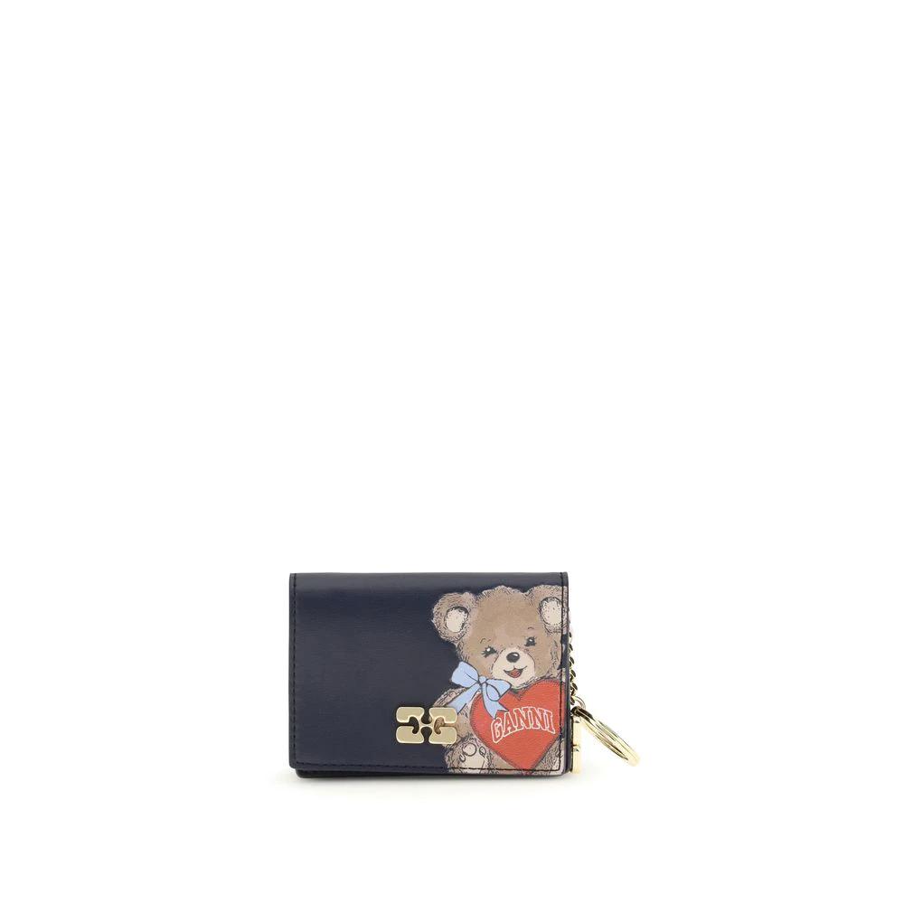 Portefeuille Ganni en cuir recyclé noir