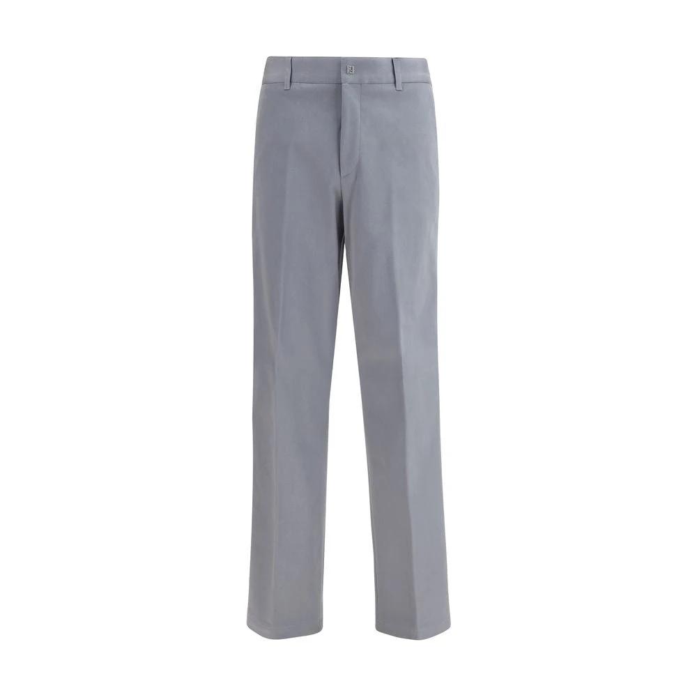 Pantalon décontracté en coton gris Fendi