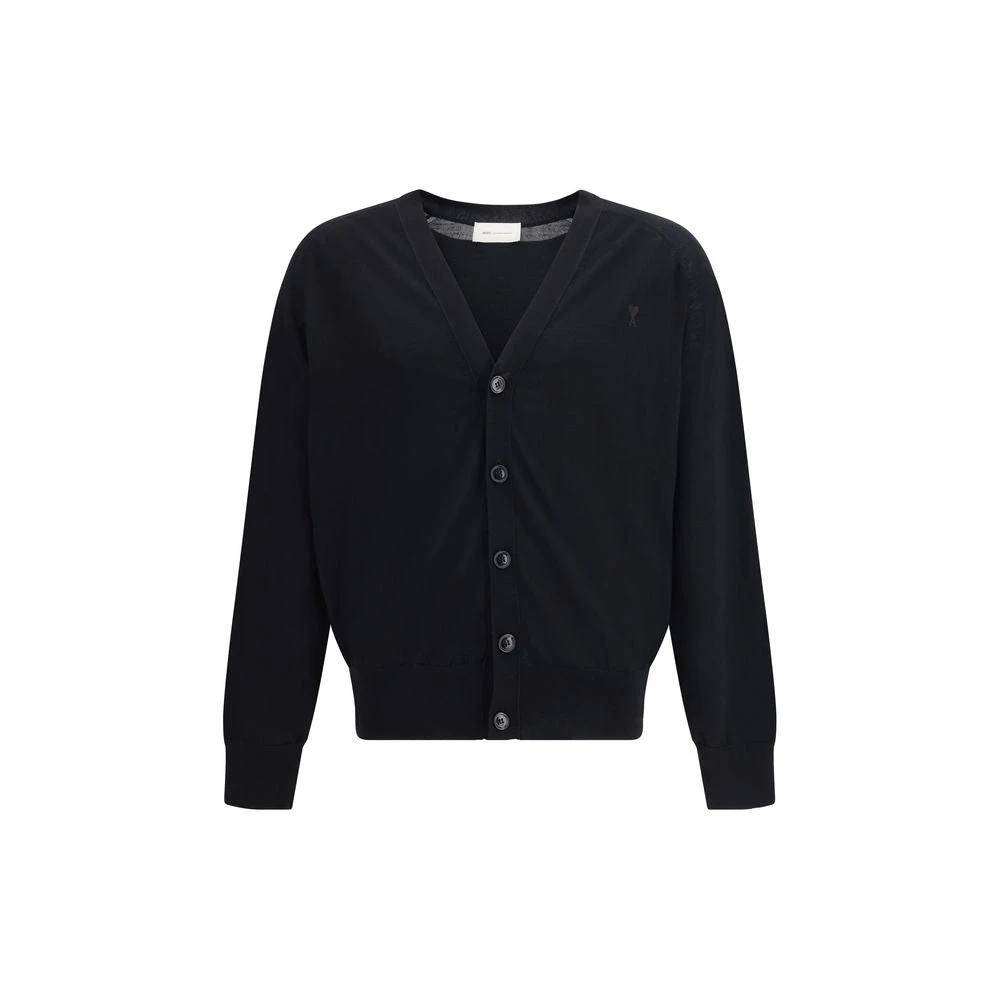 Gilet en laine mérinos noire Ami Paris