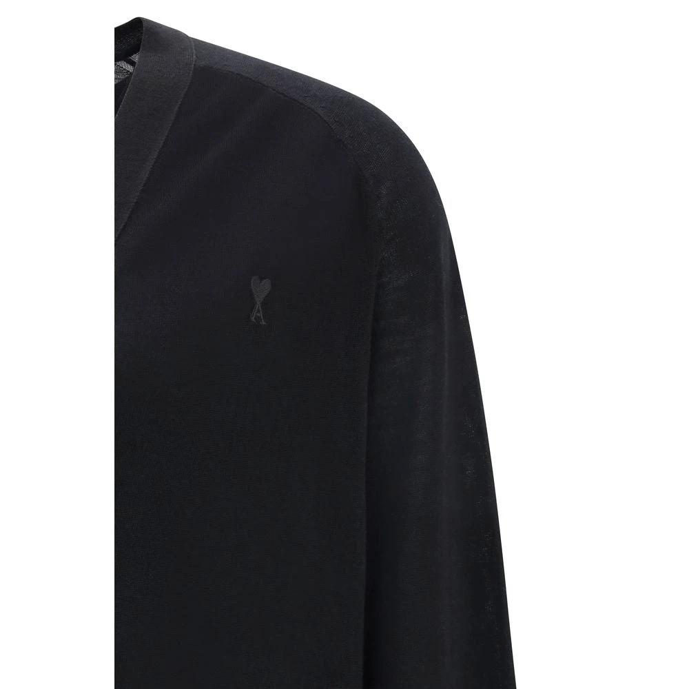 Gilet en laine mérinos noire Ami Paris