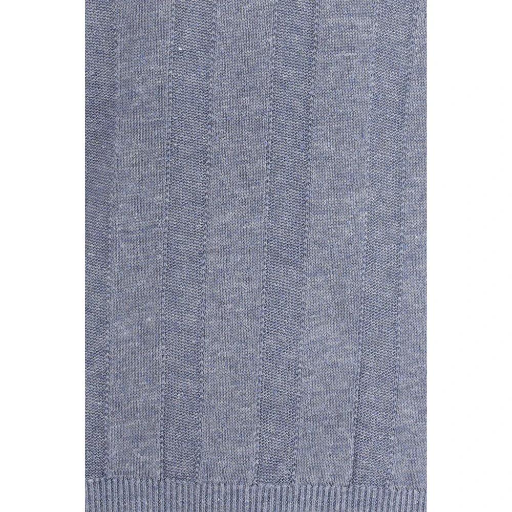 Brunello Cucinelli Blue Linen T-Shirt