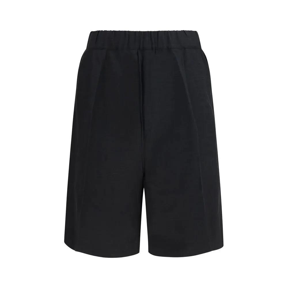 Laneus Black Viscose Bermuda Shorts