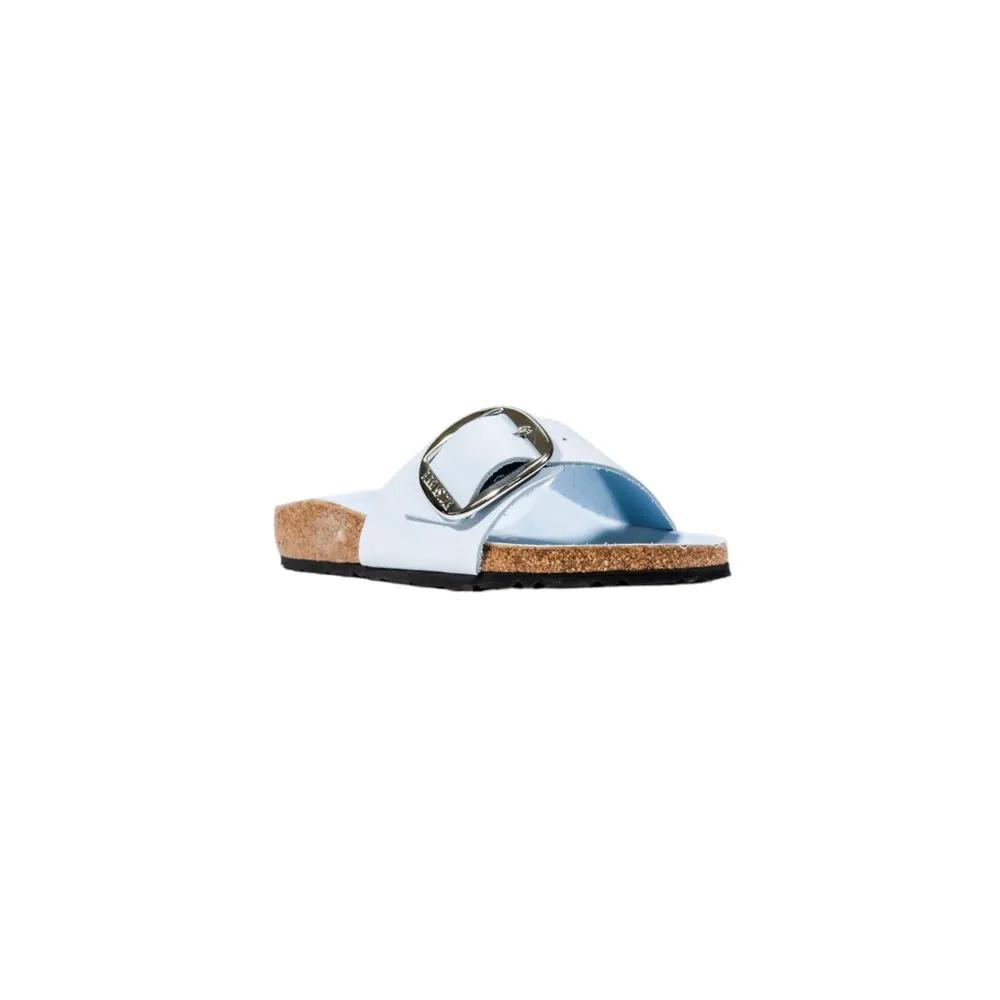 Sandales plates Birkenstock bleues en cuir artificiel