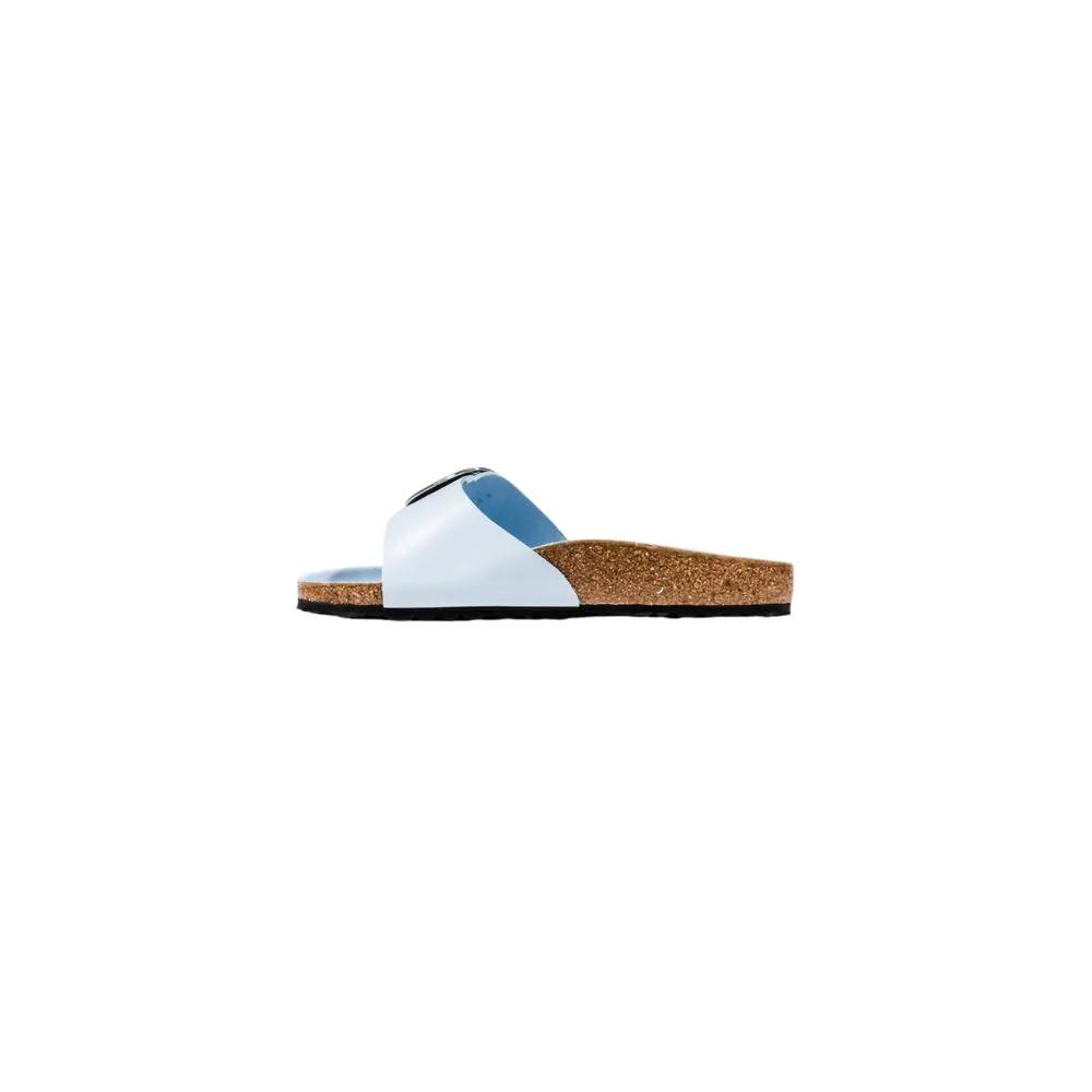 Sandales plates Birkenstock bleues en cuir artificiel