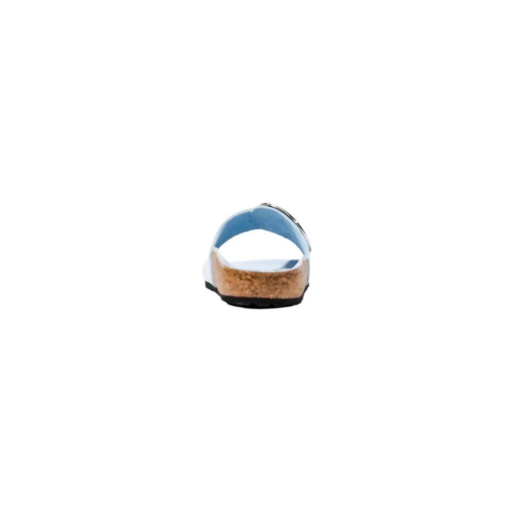 Sandales plates Birkenstock bleues en cuir artificiel