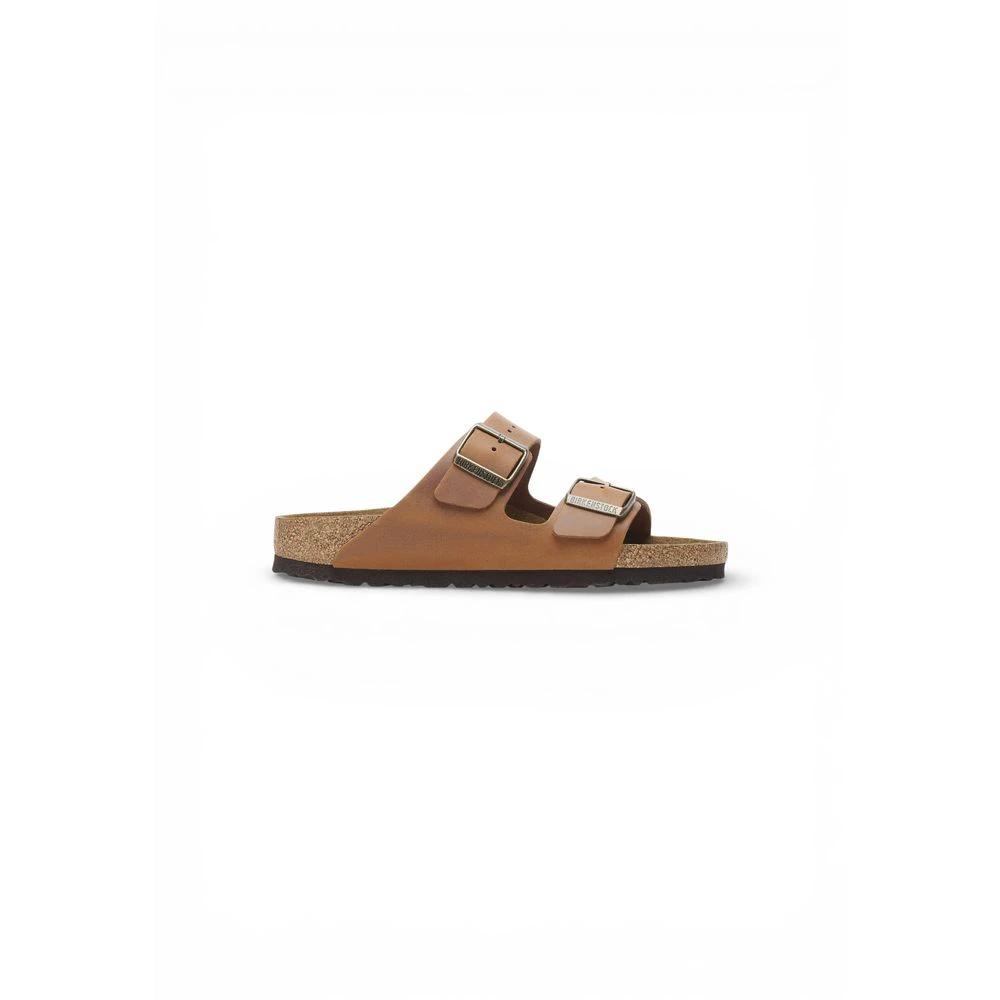 Sandales plates Birkenstock en cuir marron