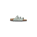 Birkenstock Green Leather Flat Sandals