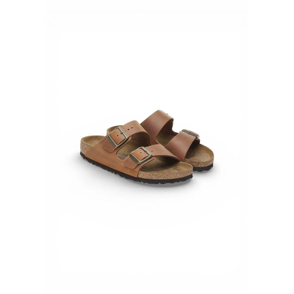 Sandales plates Birkenstock en cuir marron