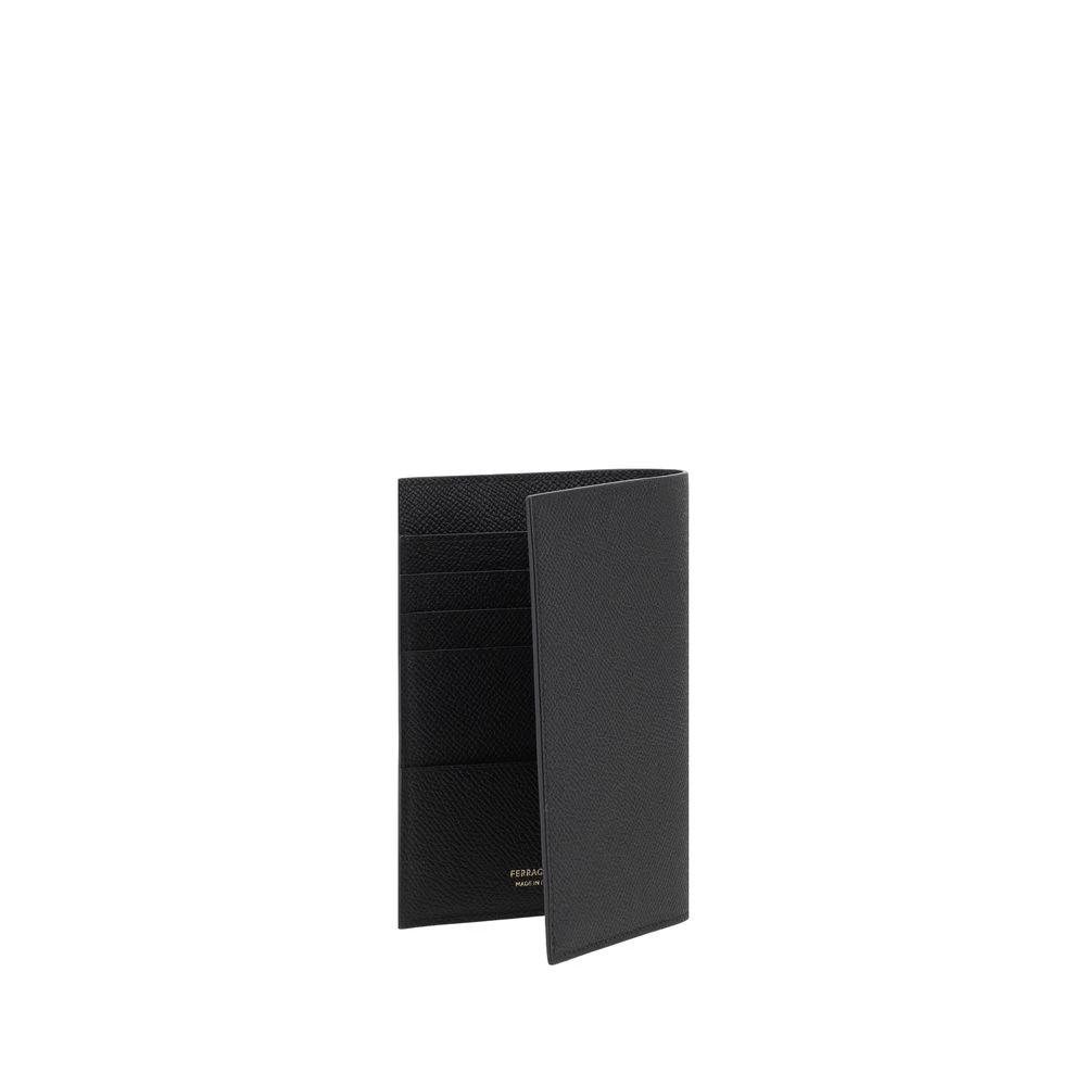 Ferragamo Black Calf Leather Bos Taurus Wallet