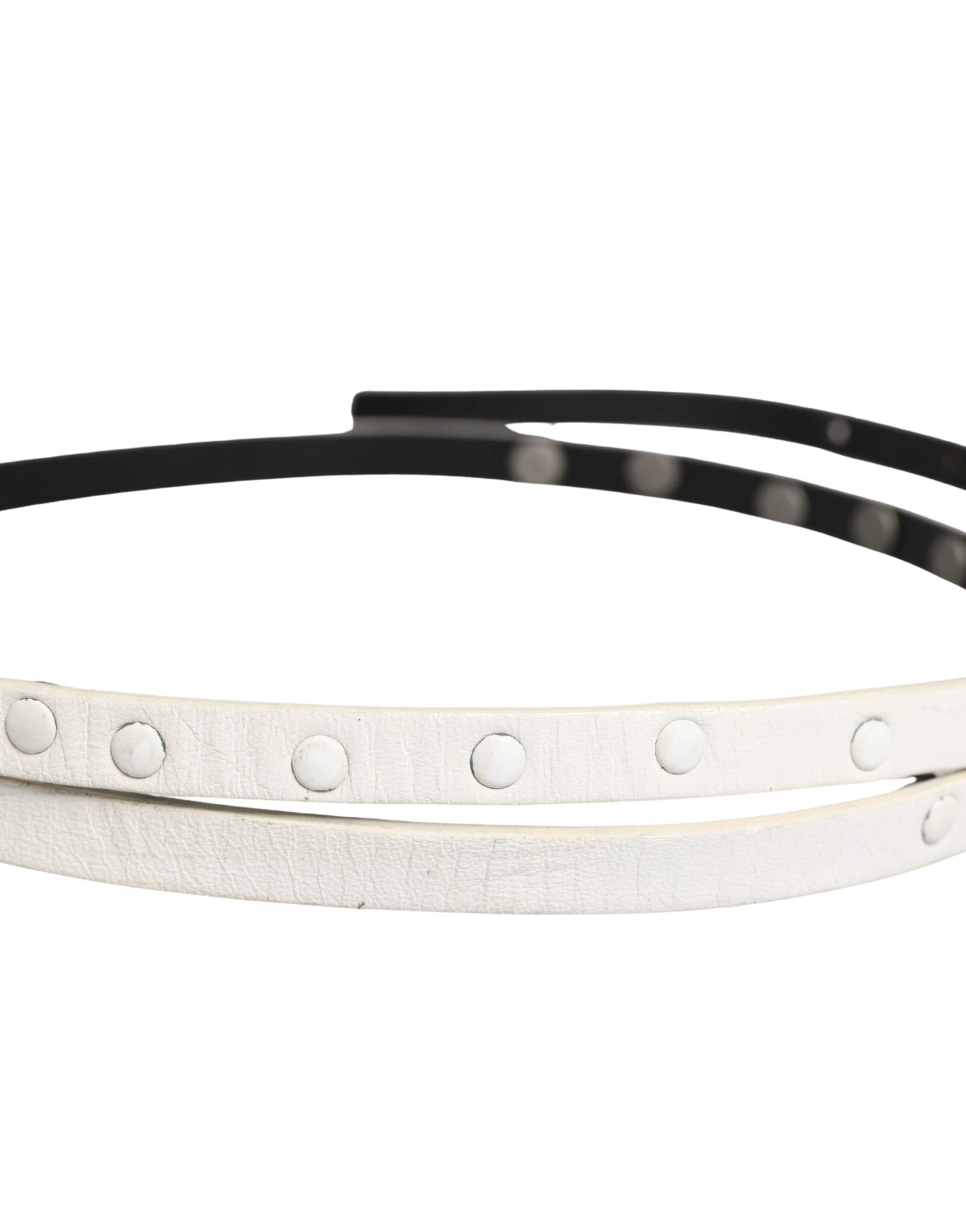 Costume National White Leather Studded Cintura Belt