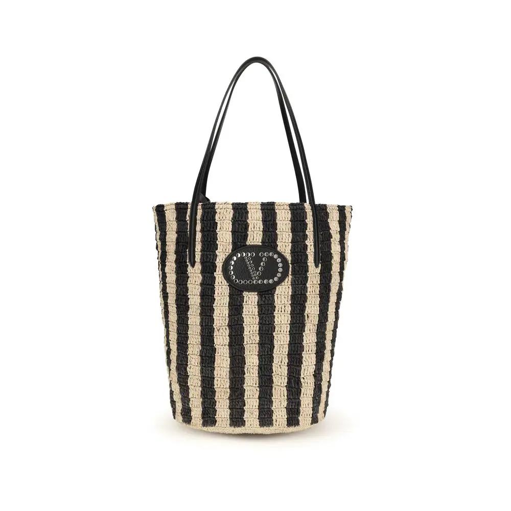 Sac à dos en raphia noir Valentino Garavani
