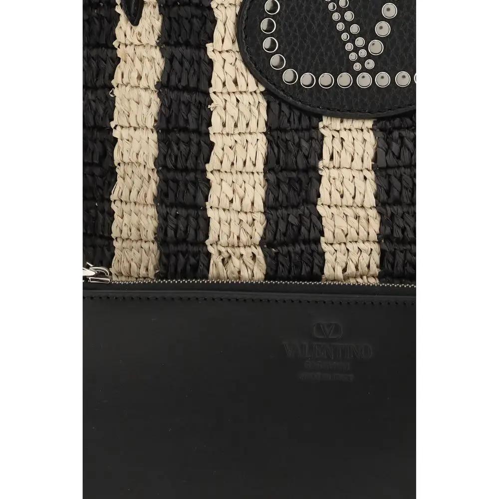 Sac à dos en raphia noir Valentino Garavani