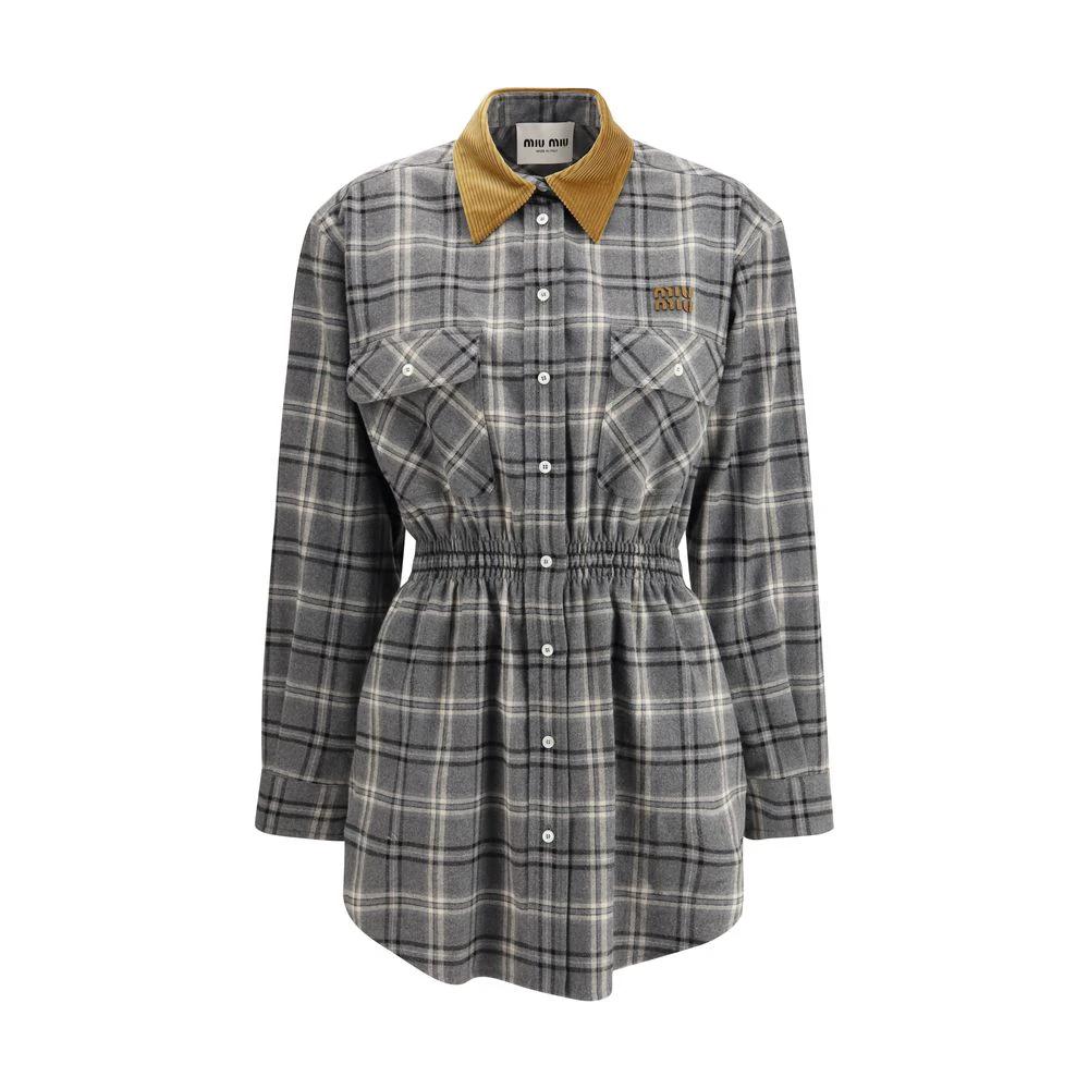 Robe décontractée grise en coton Miu Miu