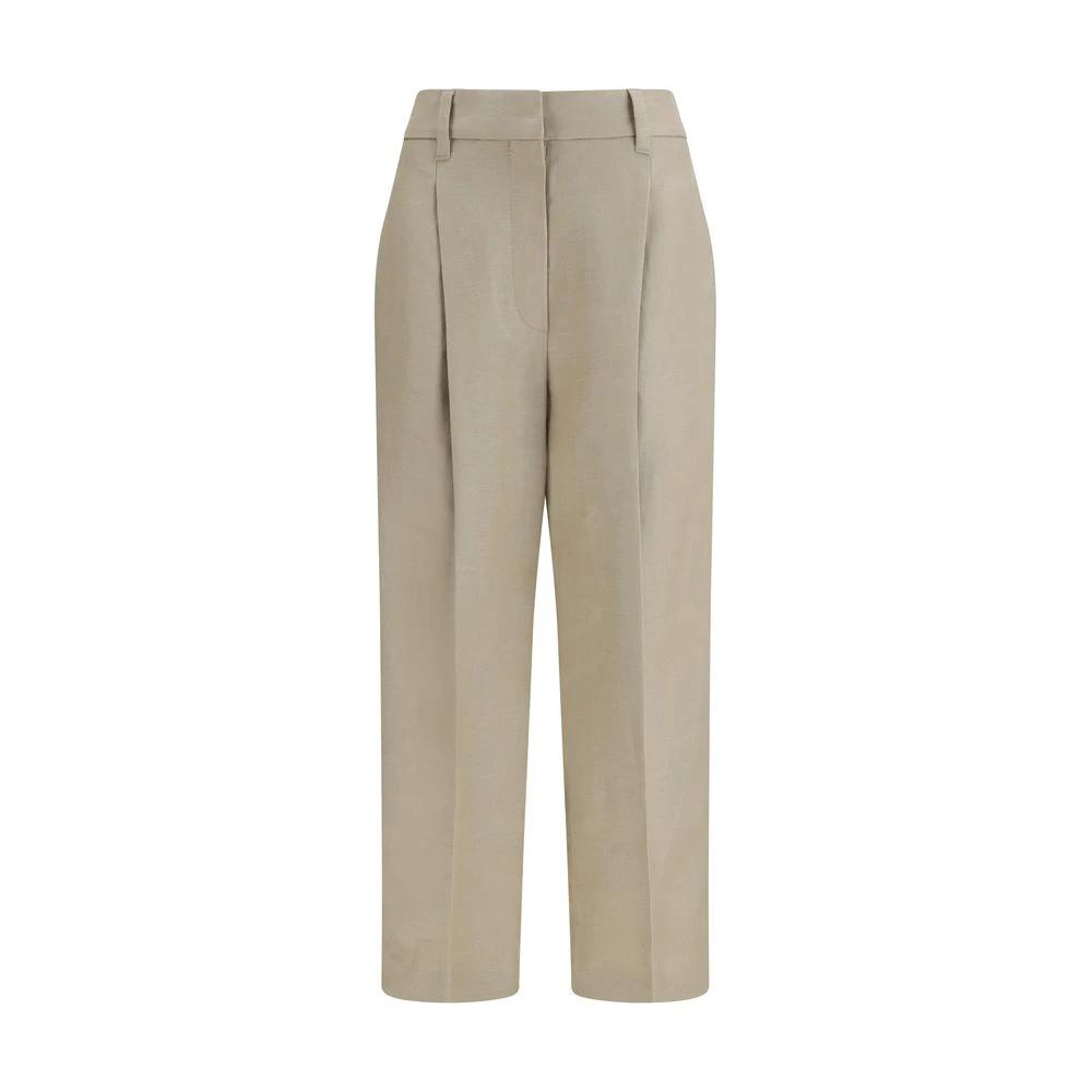 Brunello Cucinelli Pantalon décontracté en lin beige