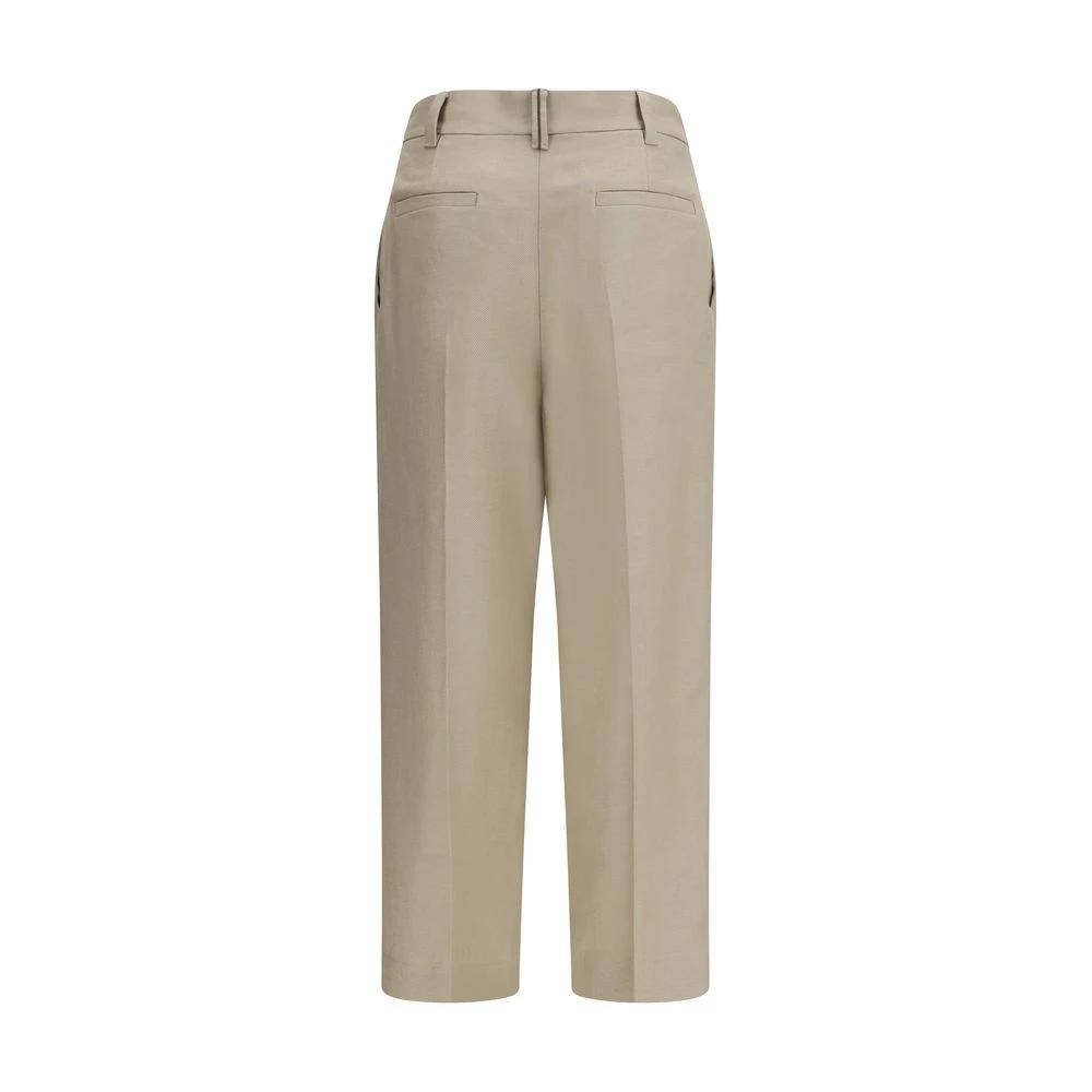 Brunello Cucinelli Pantalon décontracté en lin beige