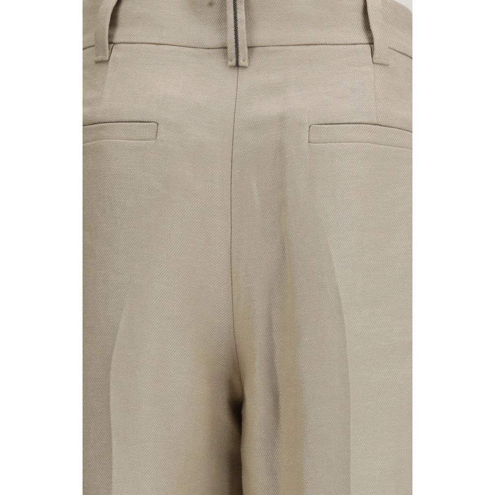 Brunello Cucinelli Pantalon décontracté en lin beige