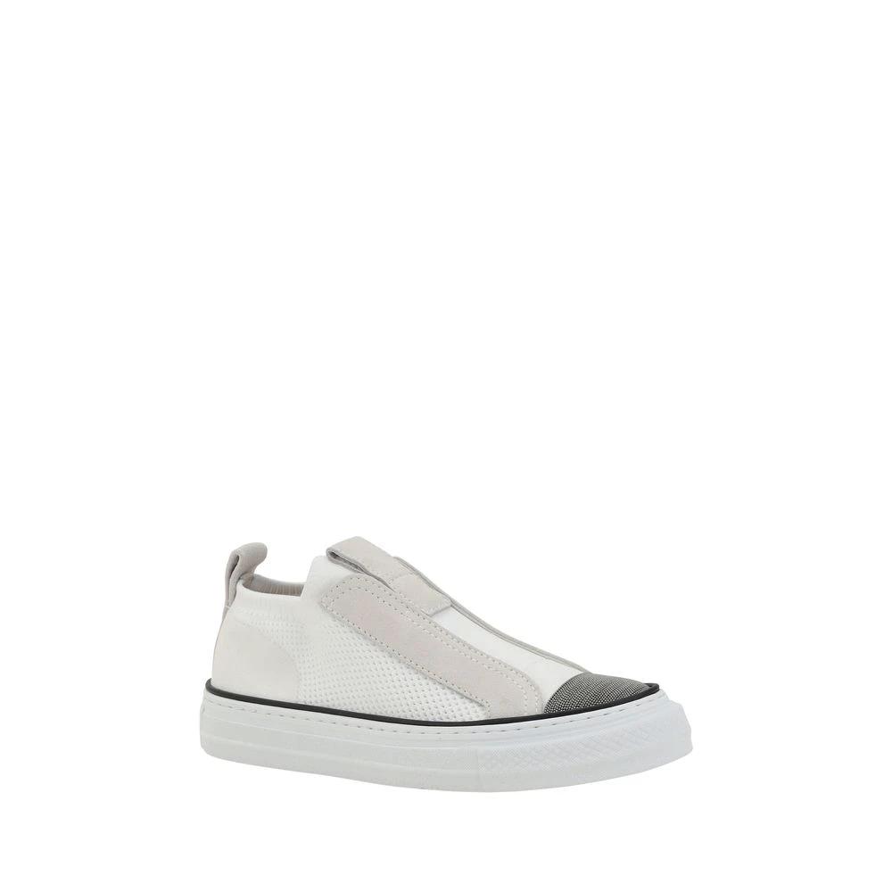 Baskets basses blanches en nylon Brunello Cucinelli