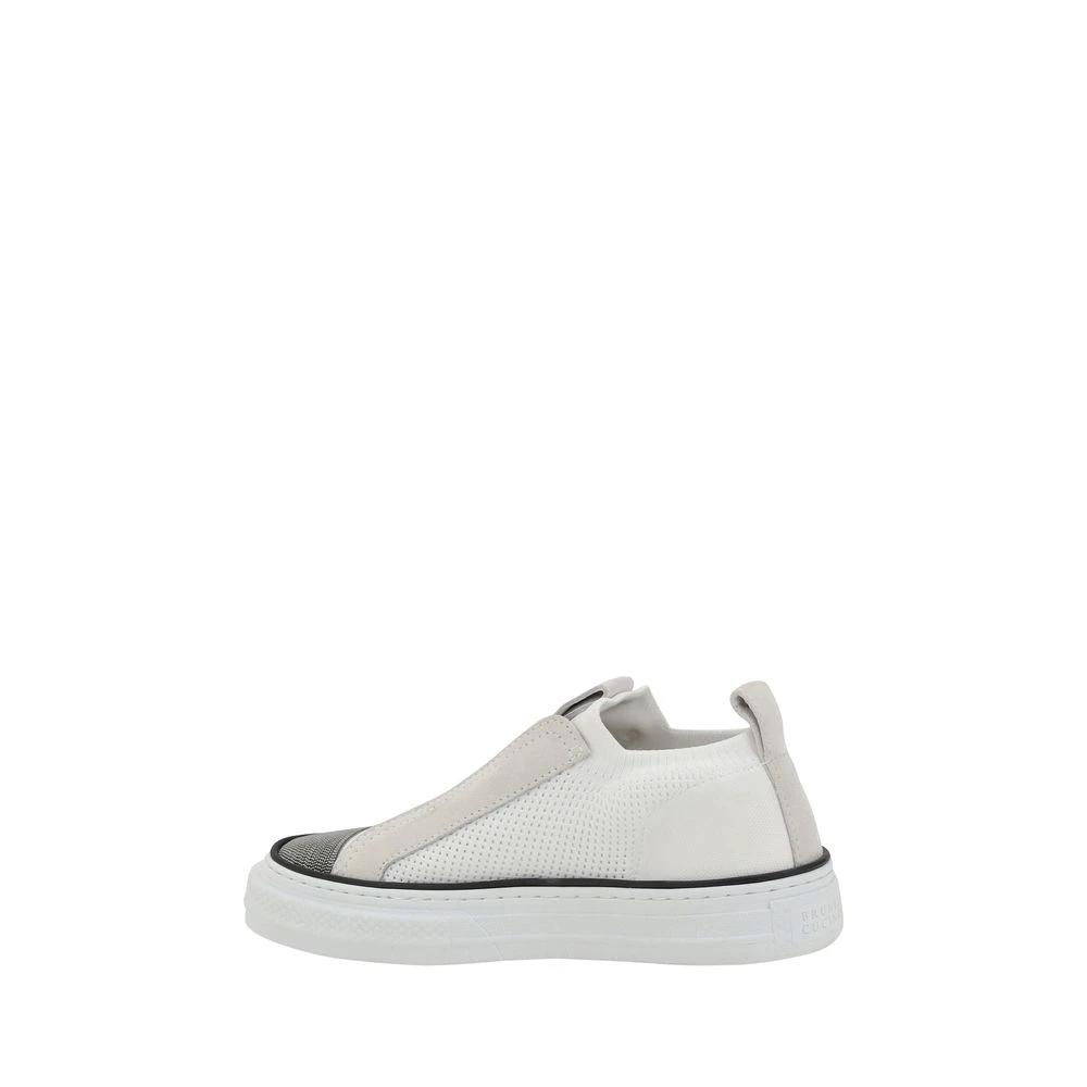 Baskets basses blanches en nylon Brunello Cucinelli