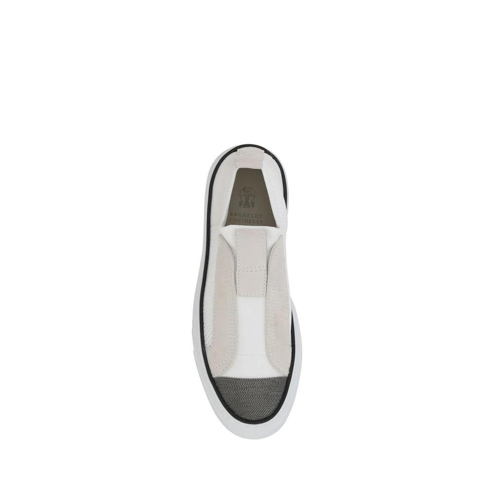 Baskets basses blanches en nylon Brunello Cucinelli
