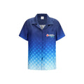Chemise à motif de soie bleue Casablanca