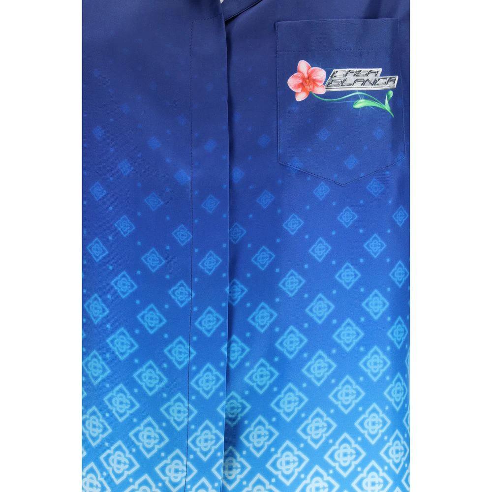 Casablanca Blue Silk Pattern Shirt