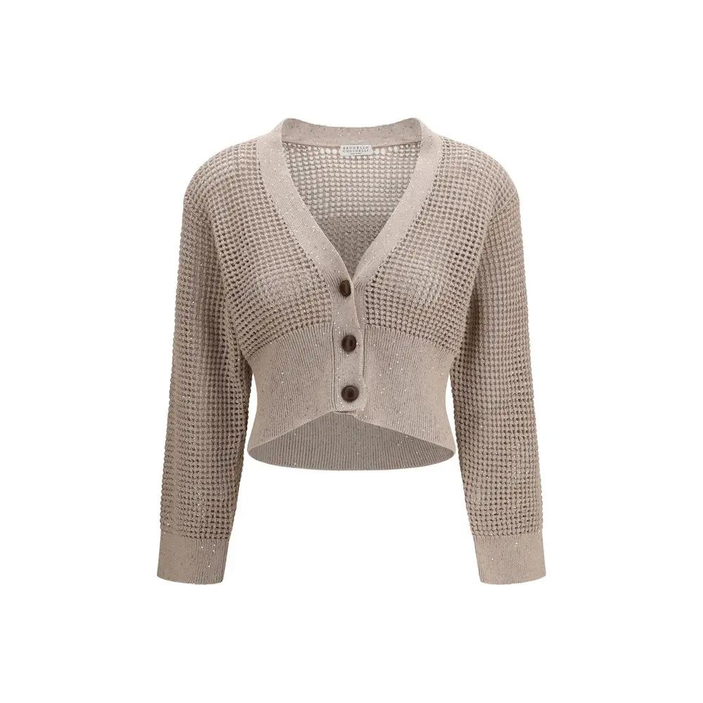 Brunello Cucinelli Cardigan en coton beige