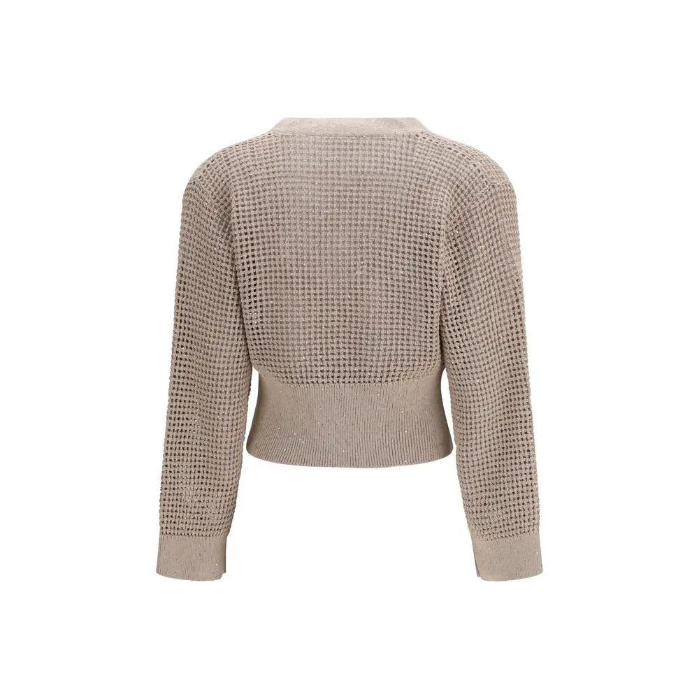 Brunello Cucinelli Cardigan en coton beige