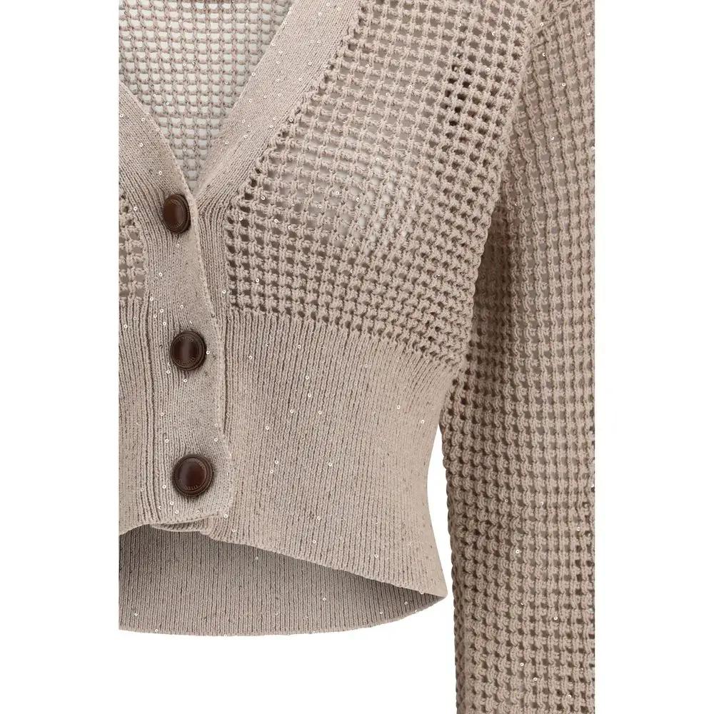 Brunello Cucinelli Cardigan en coton beige