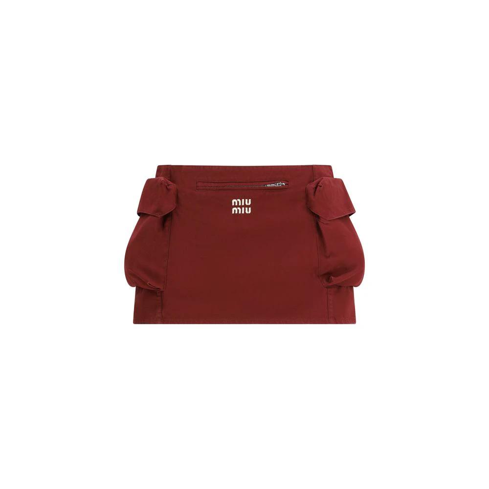 Miu Miu Bordeaux Cotton Mini Skirt