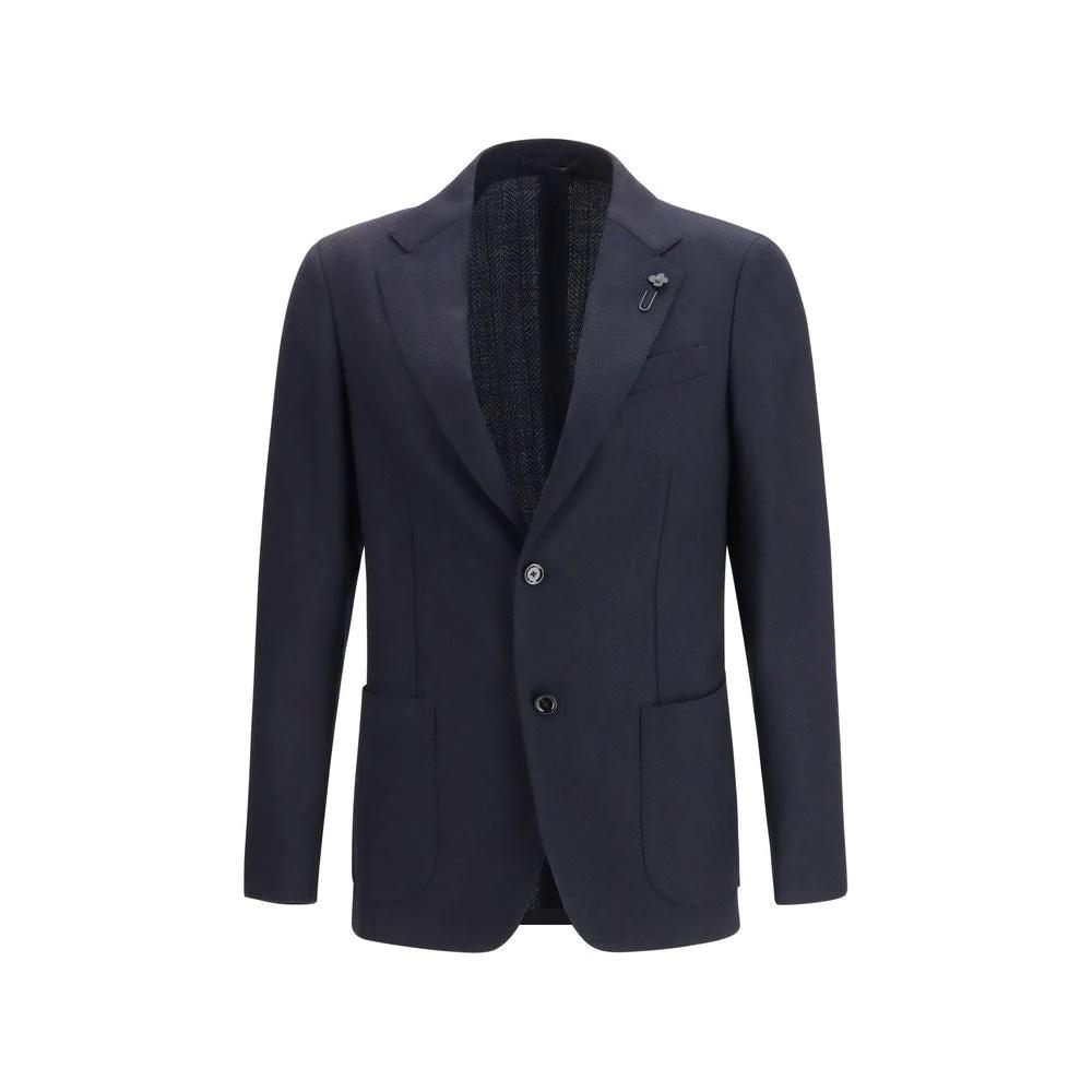 Lardini Blue Fleece Wool Blazer