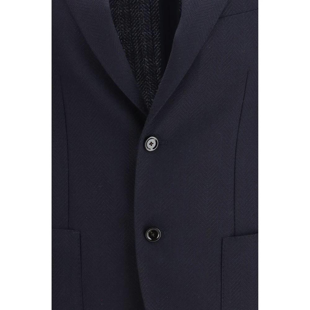 Lardini Blue Fleece Wool Blazer