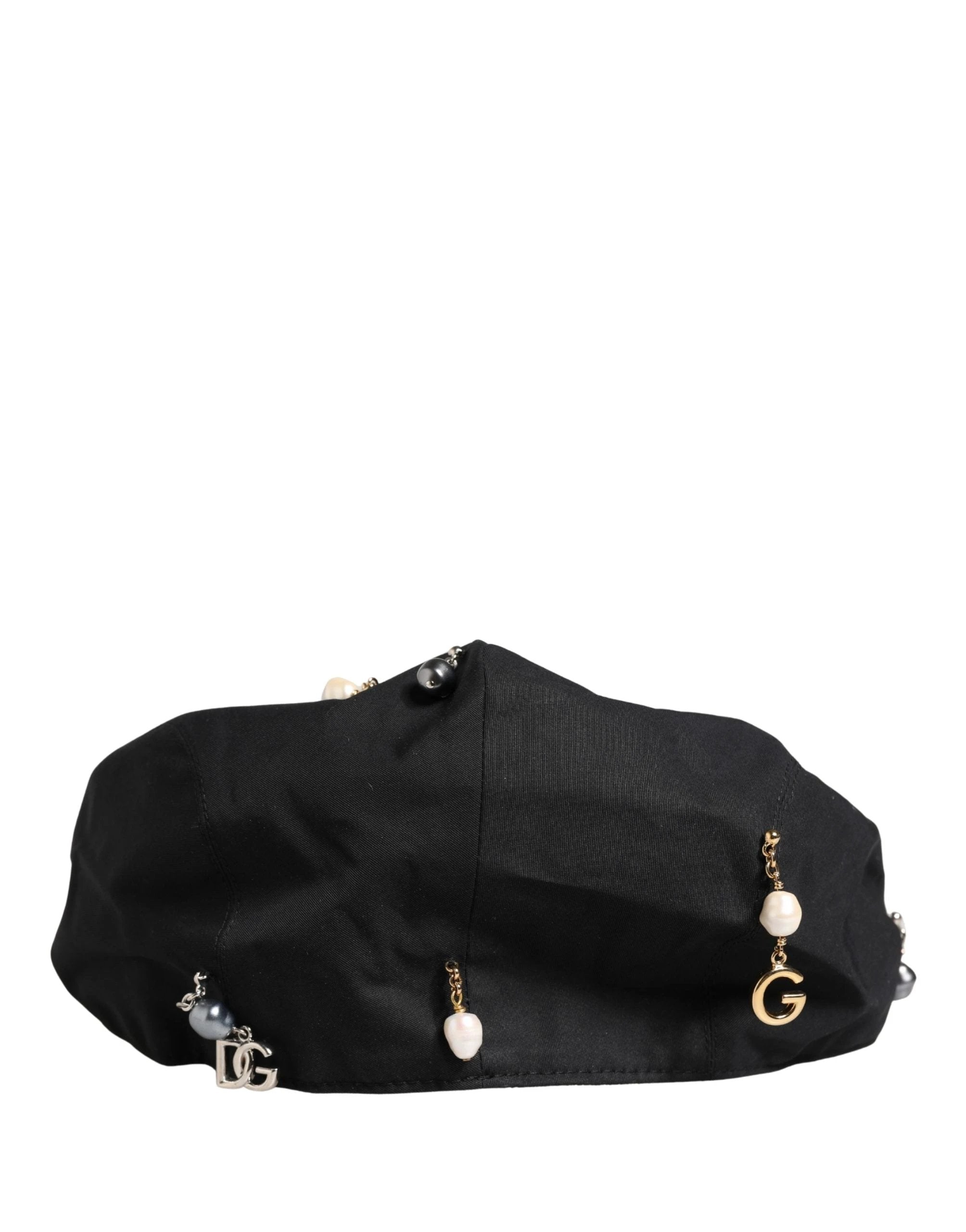 Dolce & Gabbana Men Black Cotton Embellished Newsboy Capello Hat