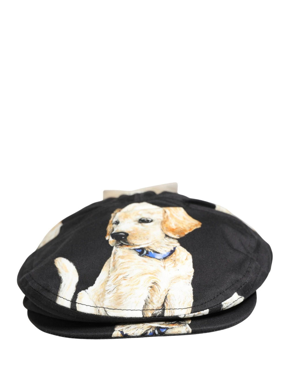 Dolce & Gabbana Men Black Dog Cotton Newsboy Cloth Capello Hat