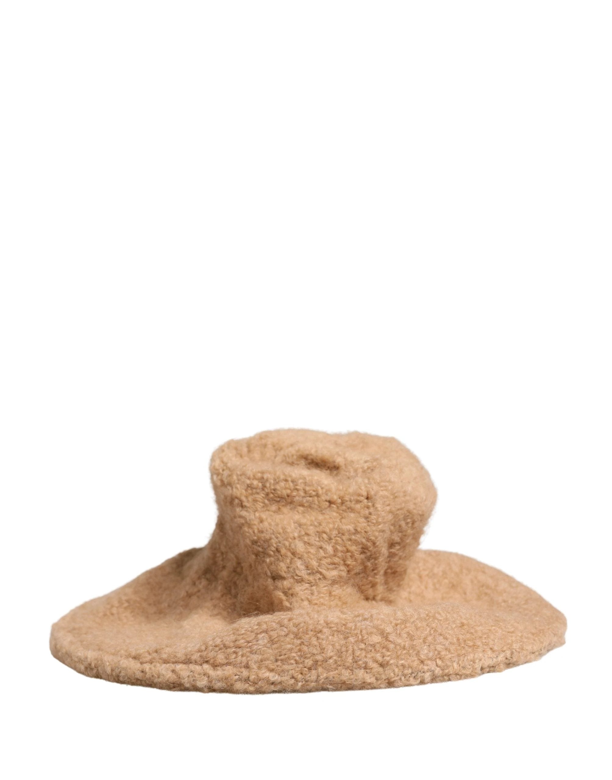 Dolce & Gabbana Beige Virgin Wool Fur Women Knitted Capello Hat Dolce & Gabbana