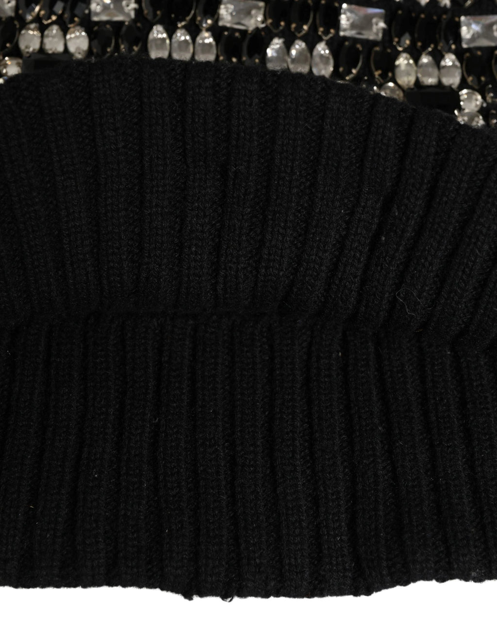 Dolce & Gabbana Black Wool Crystal Embellished Balaclava Hat