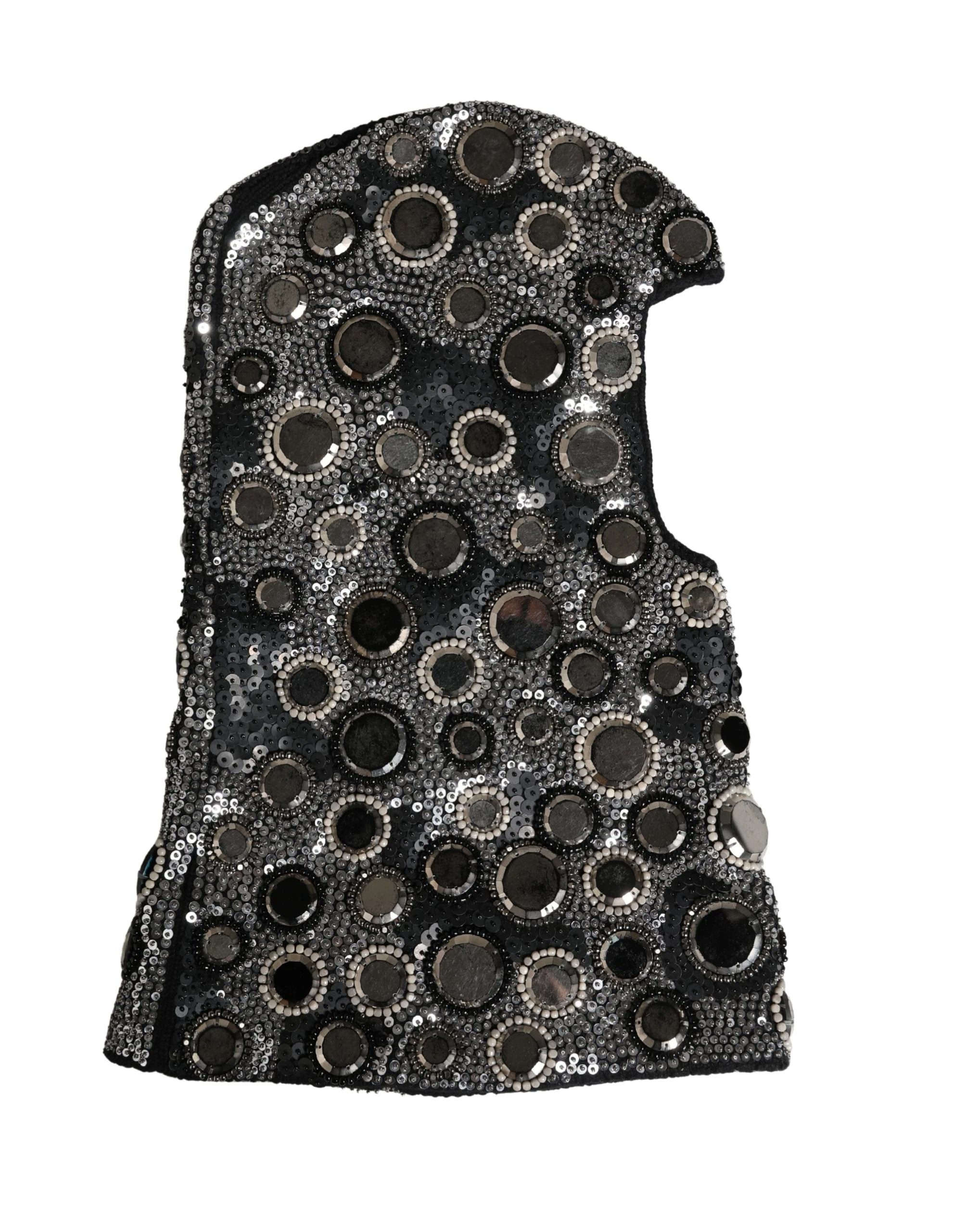 Dolce & Gabbana Black Wool Crystal Embellished Balaclava Hat