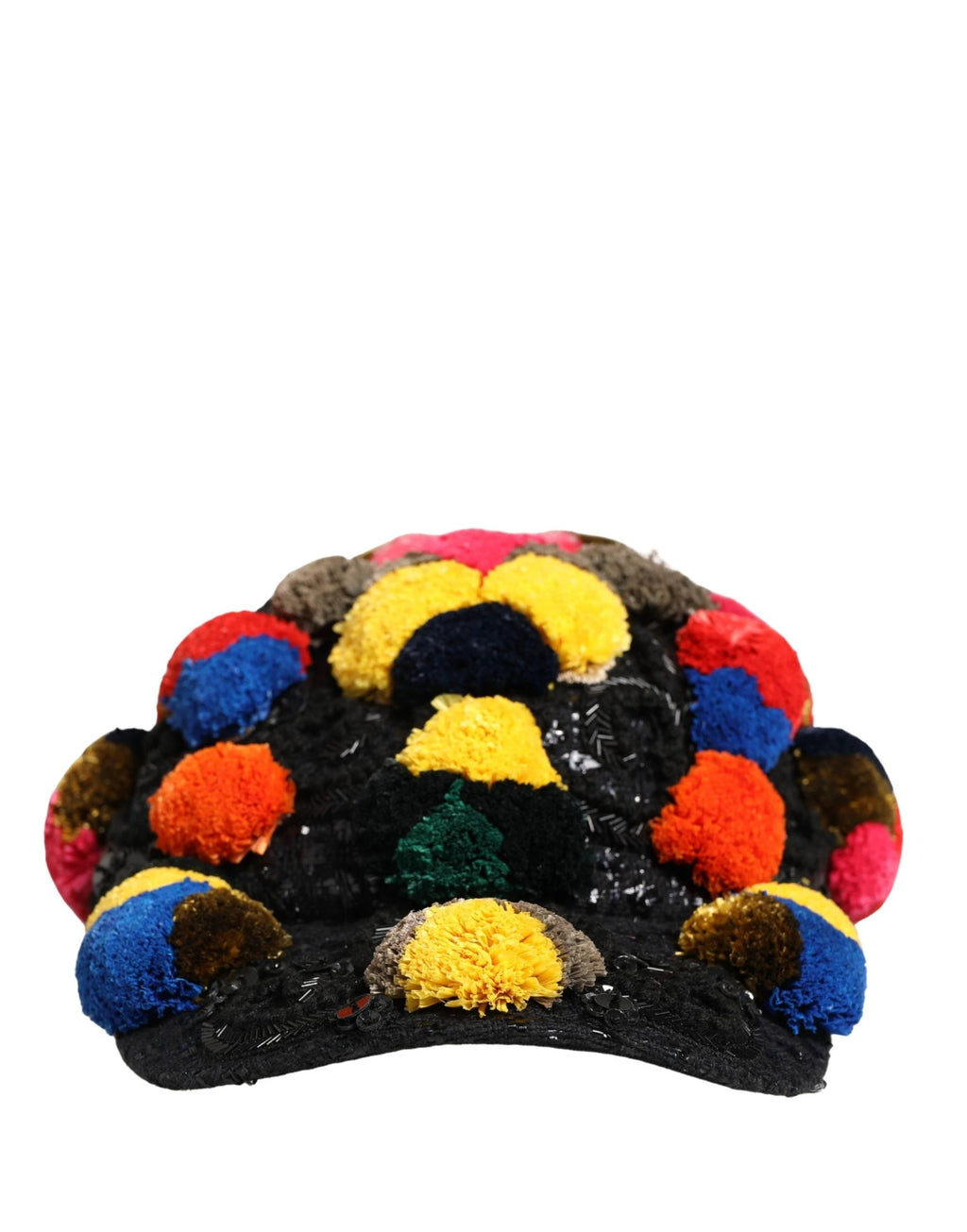 Dolce & Gabbana Multicolor Pom Poms Sequin Embellishment Hat Dolce & Gabbana