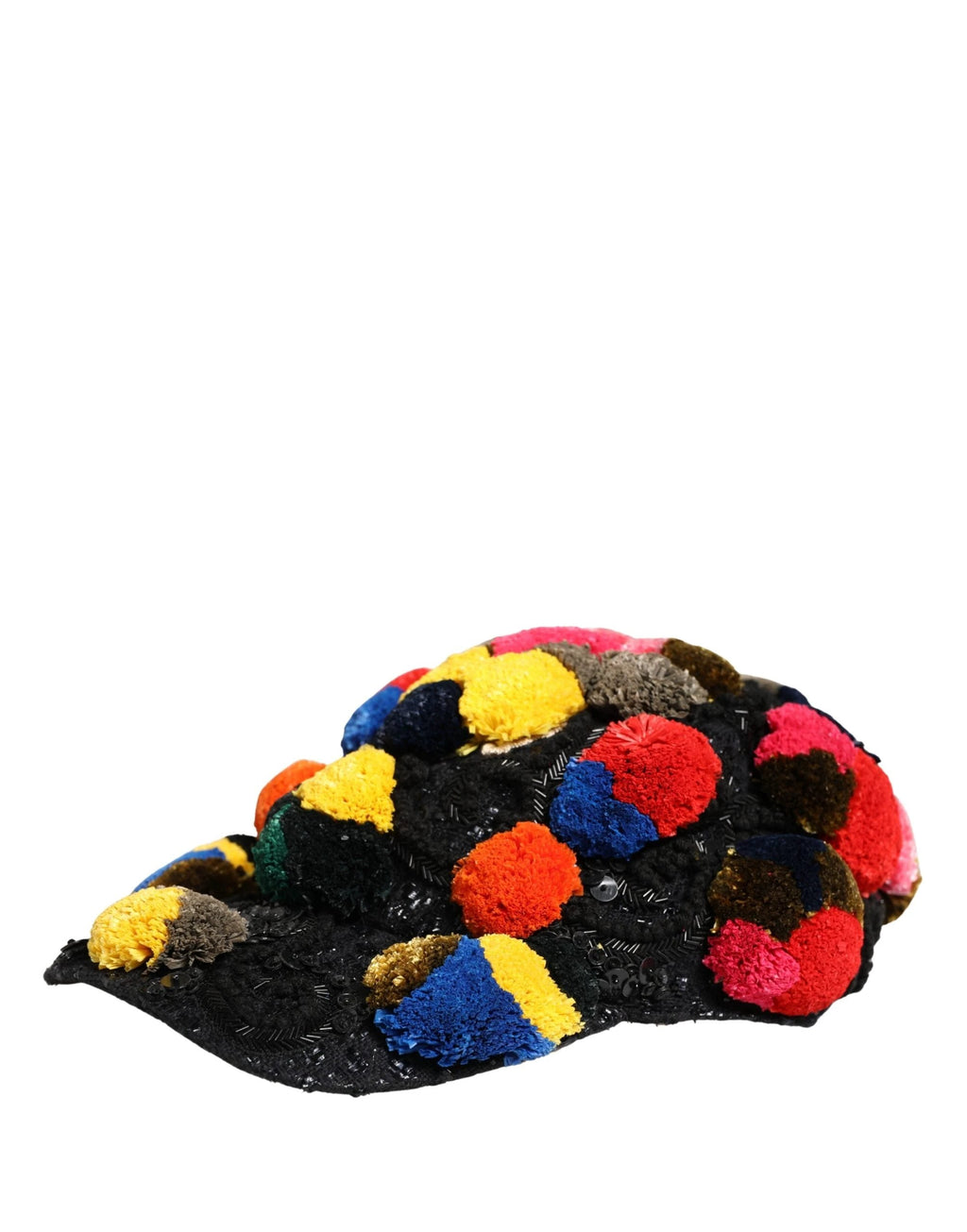 Dolce & Gabbana Multicolor Pom Poms Sequin Embellishment Hat Dolce & Gabbana