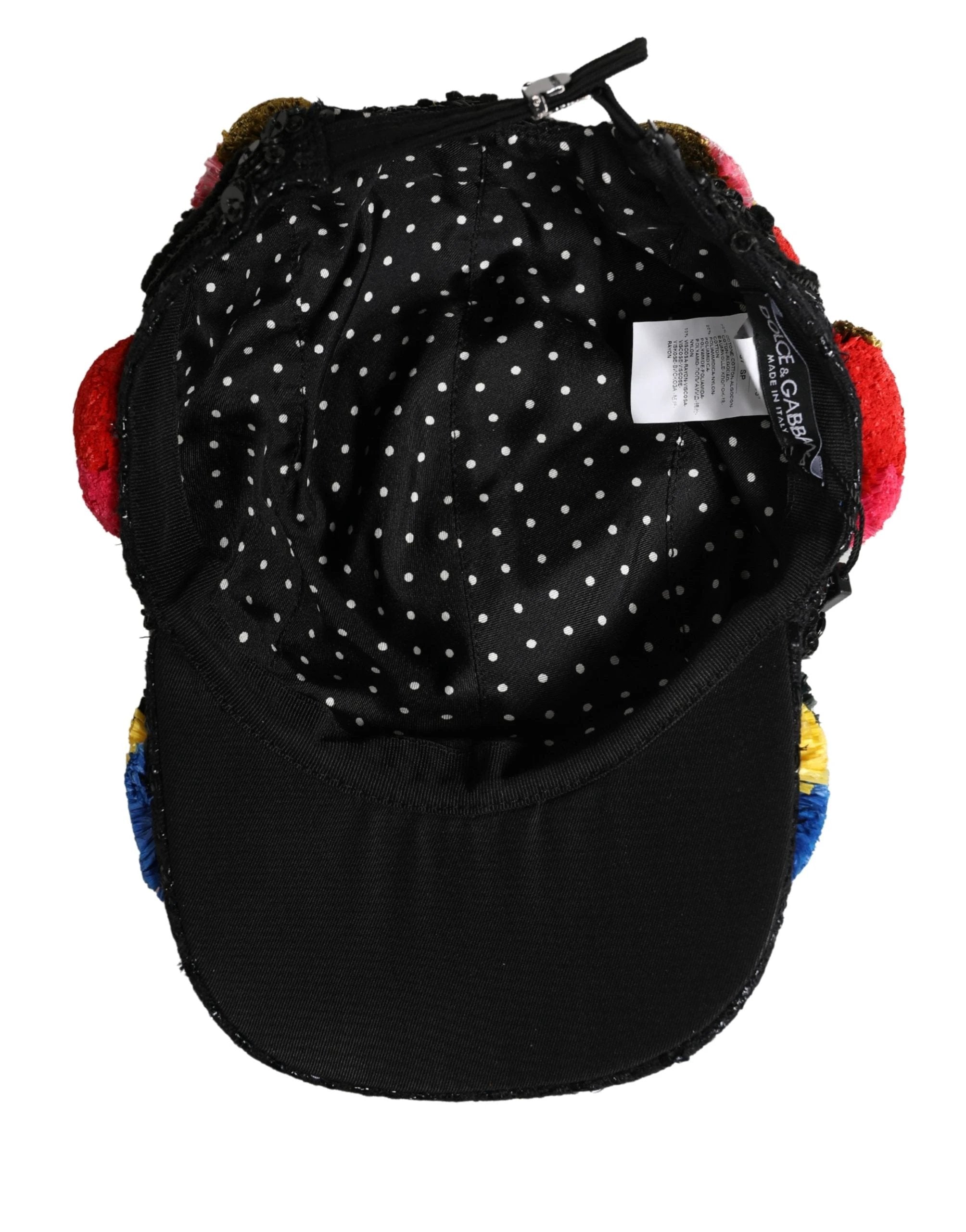 Dolce & Gabbana Multicolor Pom Poms Sequin Embellishment Hat Dolce & Gabbana