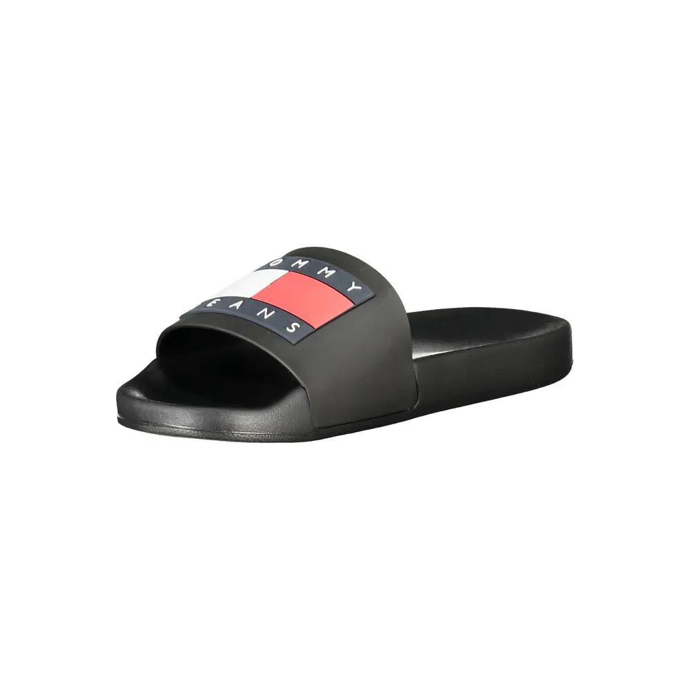 Pantoufles Tommy Hilfiger pour hommes en polyuréthane noir