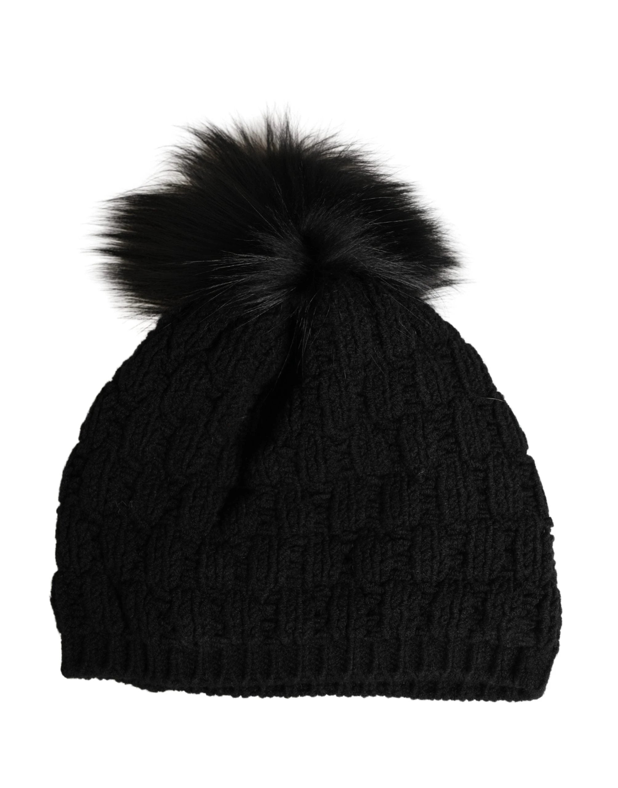 Dolce & Gabbana Black Acrylic Knitted Fur Winter Beanie Dolce & Gabbana