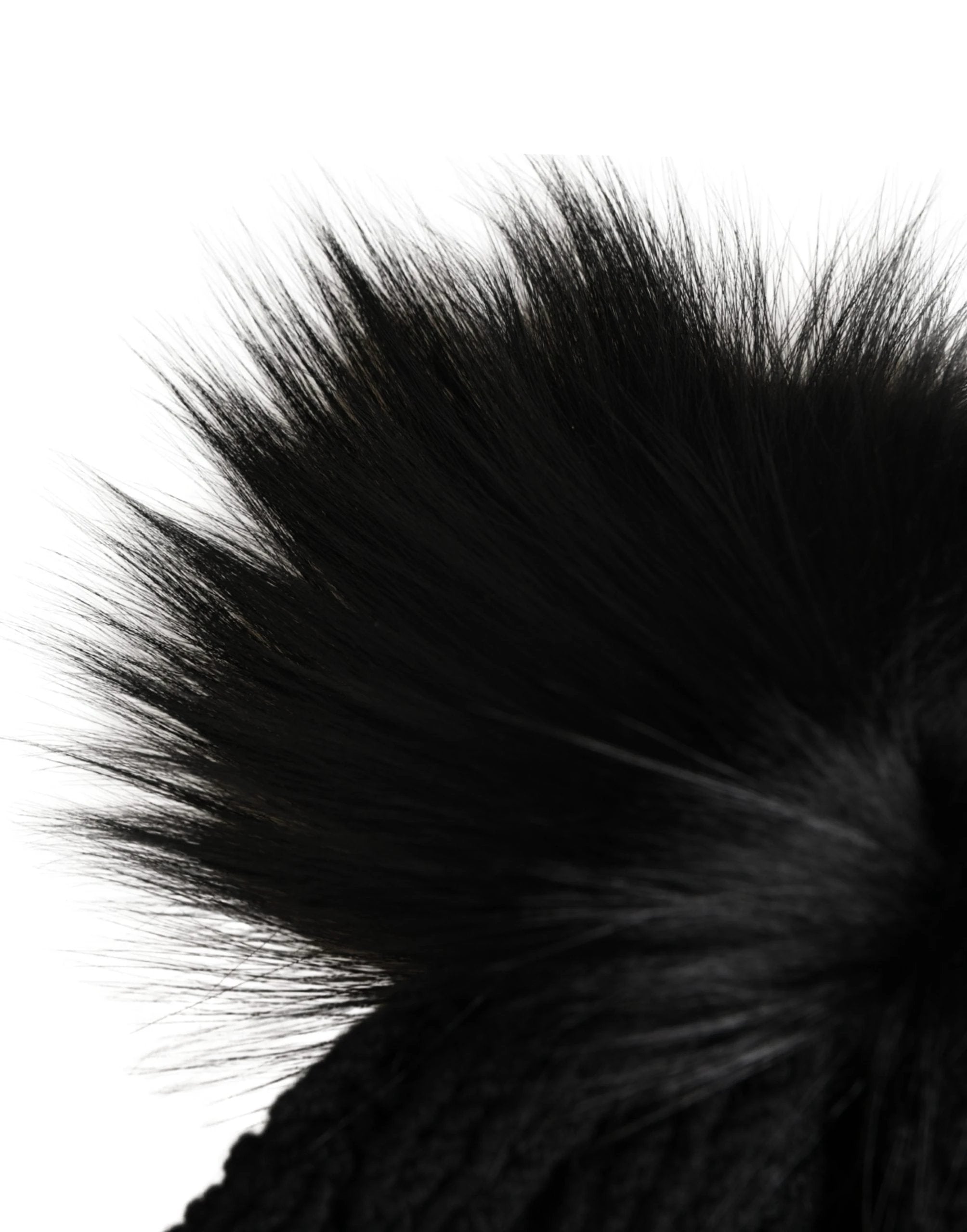 Dolce & Gabbana Black Acrylic Knitted Fur Winter Beanie Dolce & Gabbana