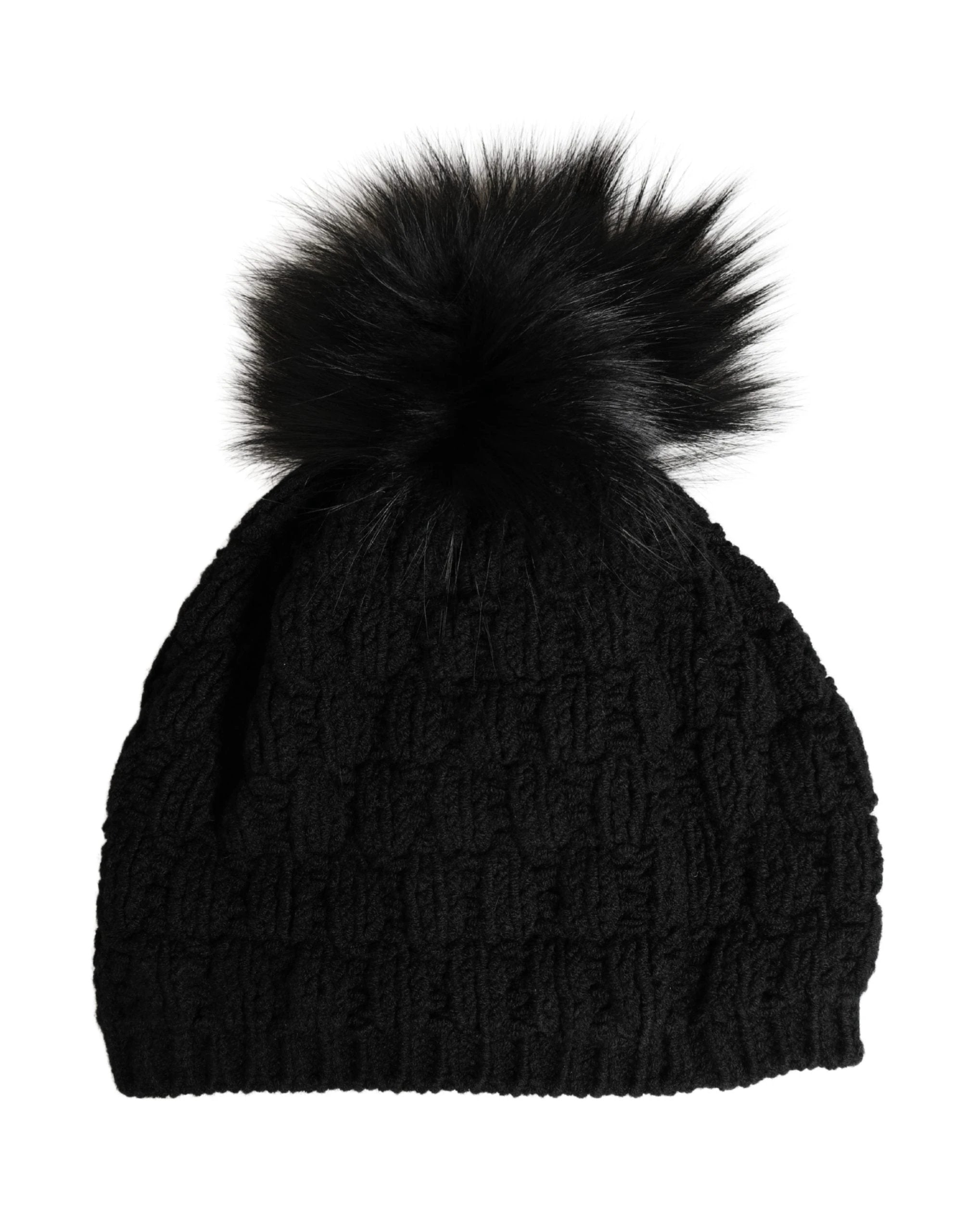 Dolce & Gabbana Black Acrylic Knitted Fur Winter Beanie Dolce & Gabbana