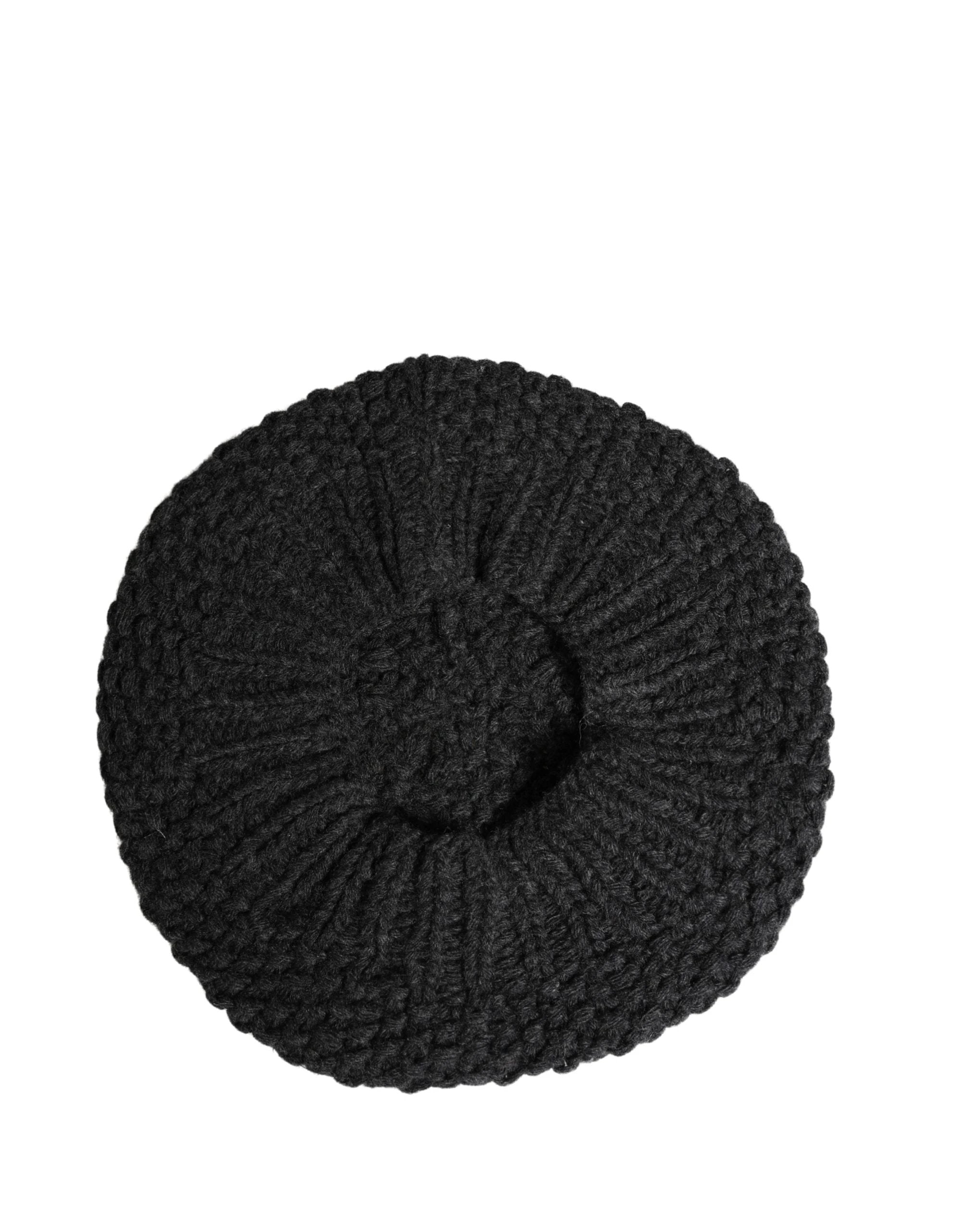Dolce & Gabbana Black Virgin Wool Knitted Winter Beret Hat